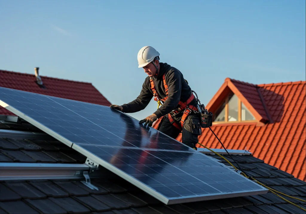 proditus inzenjering u elektrotehnici man installing solar panels roof 377